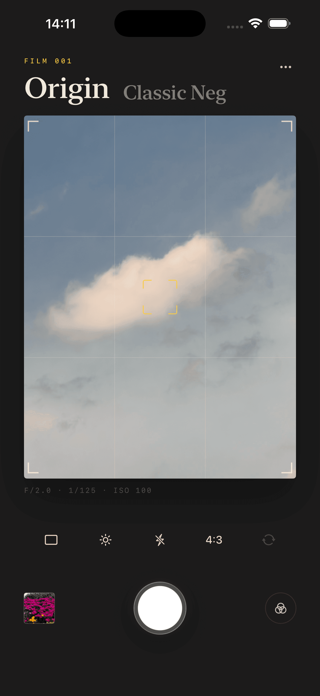 Chroma camera viewfinder screenshot